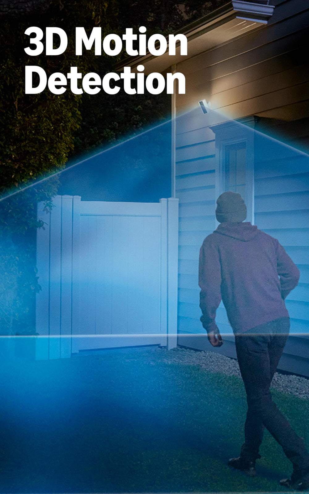 Ring Spotlight Cam Pro 600-lumen spotlights illuminate outdoor areas.