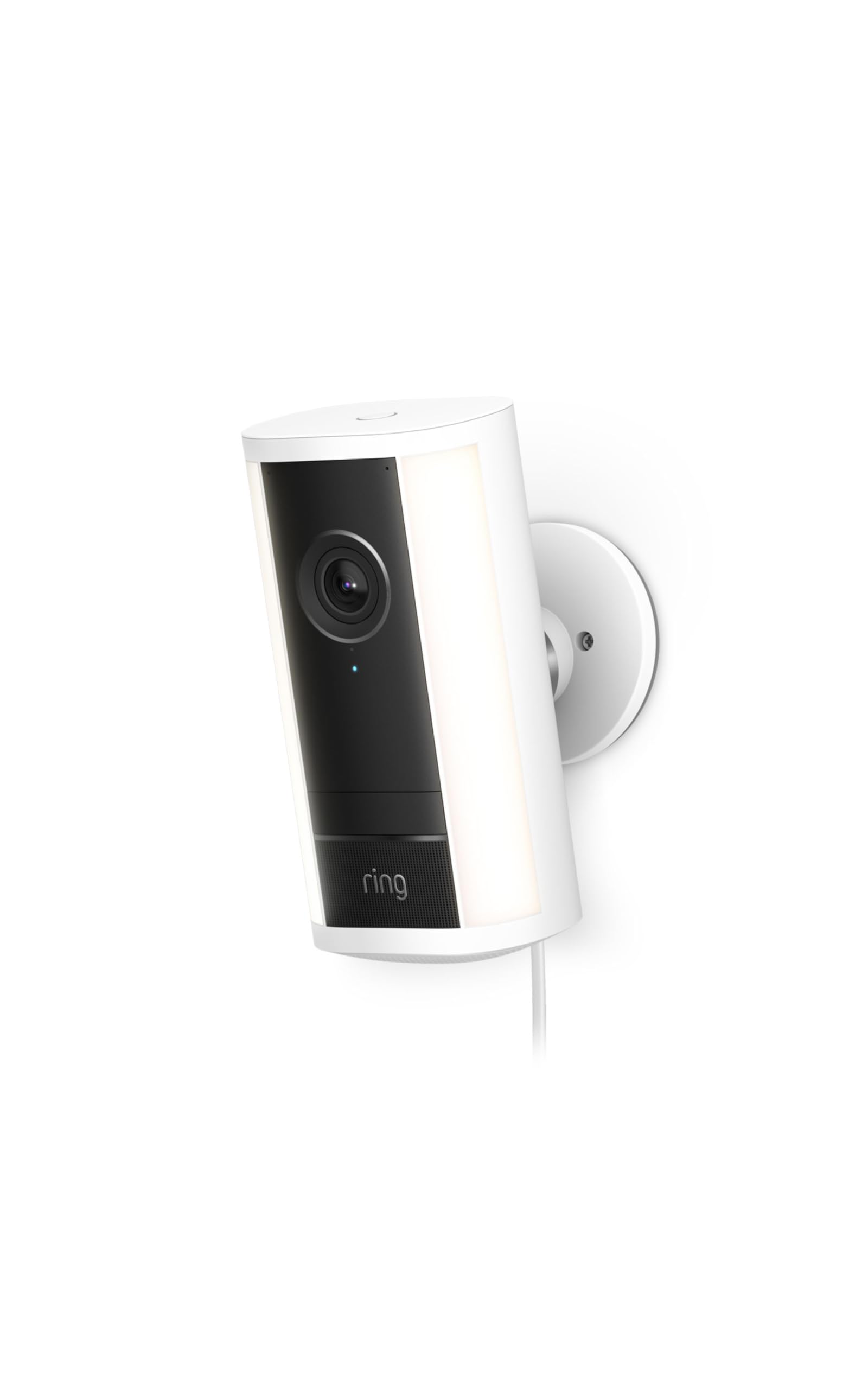 Ring Spotlight Cam Pro front-door dusk view shows clear video and lighting deterring activity.