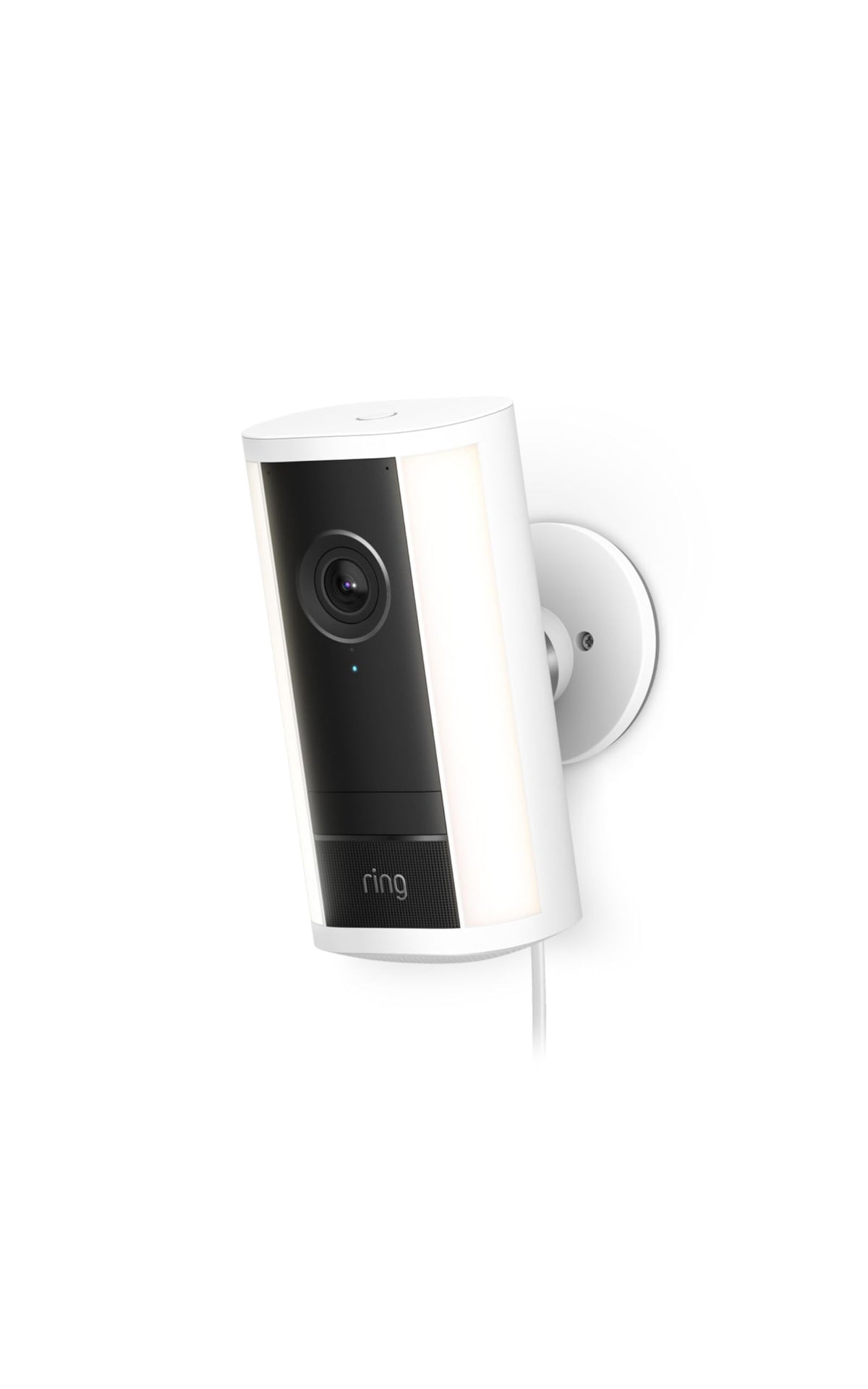 Ring Spotlight Cam Pro front-door dusk view shows clear video and lighting deterring activity.