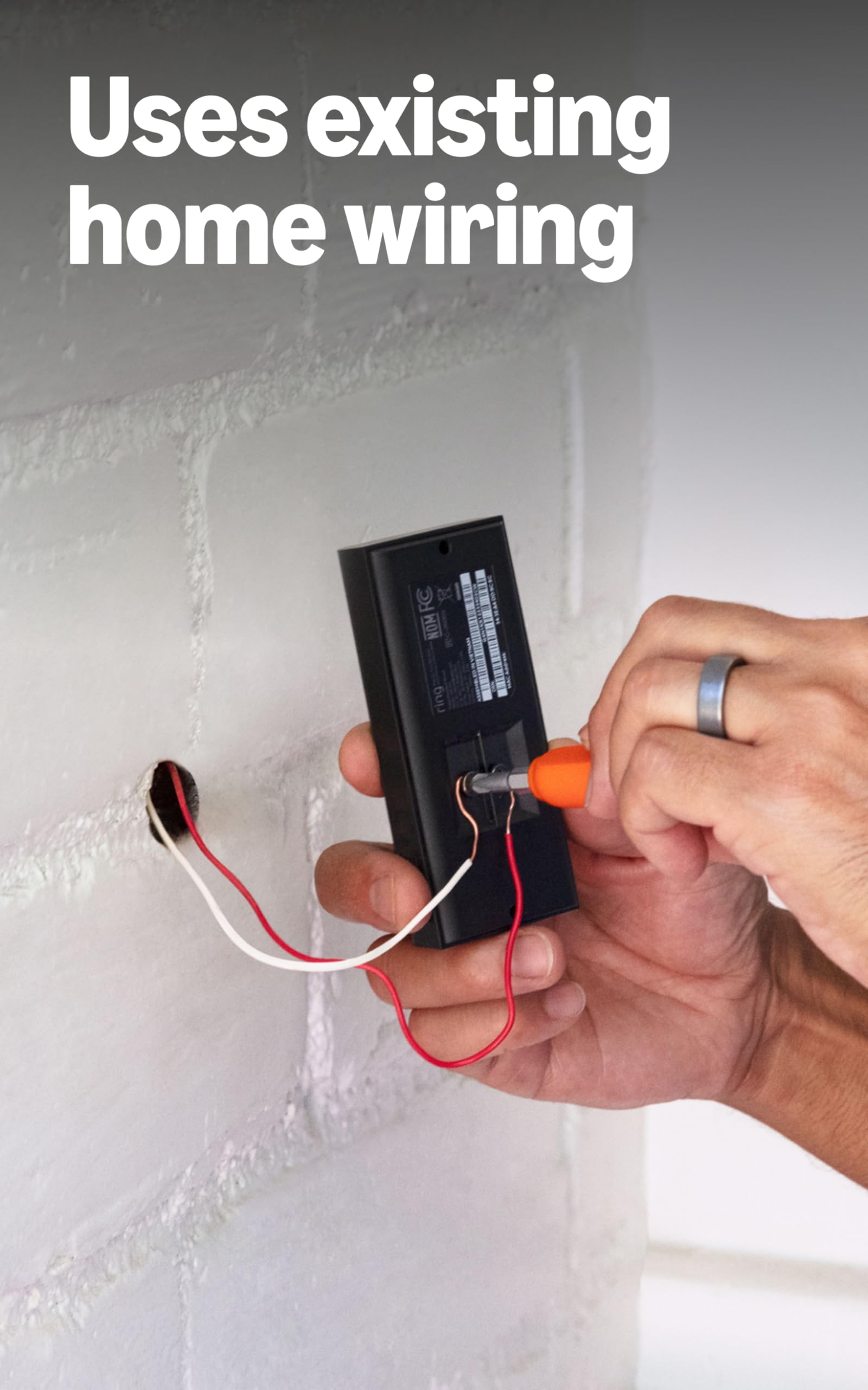Ring Video Wired installation wiring shows simple hardwired power setup