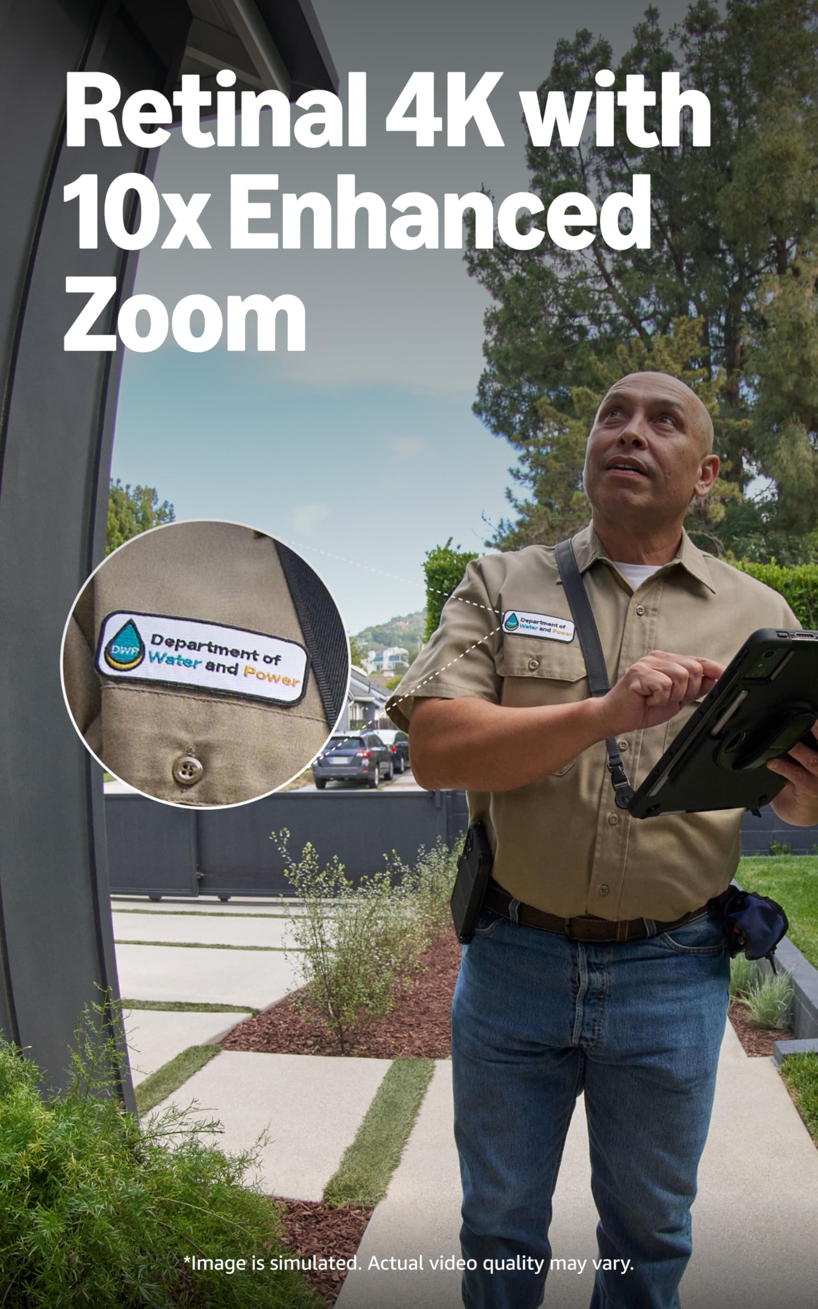 Ring Wired Doorbell Pro 10x zoom reveals distant details without approaching.