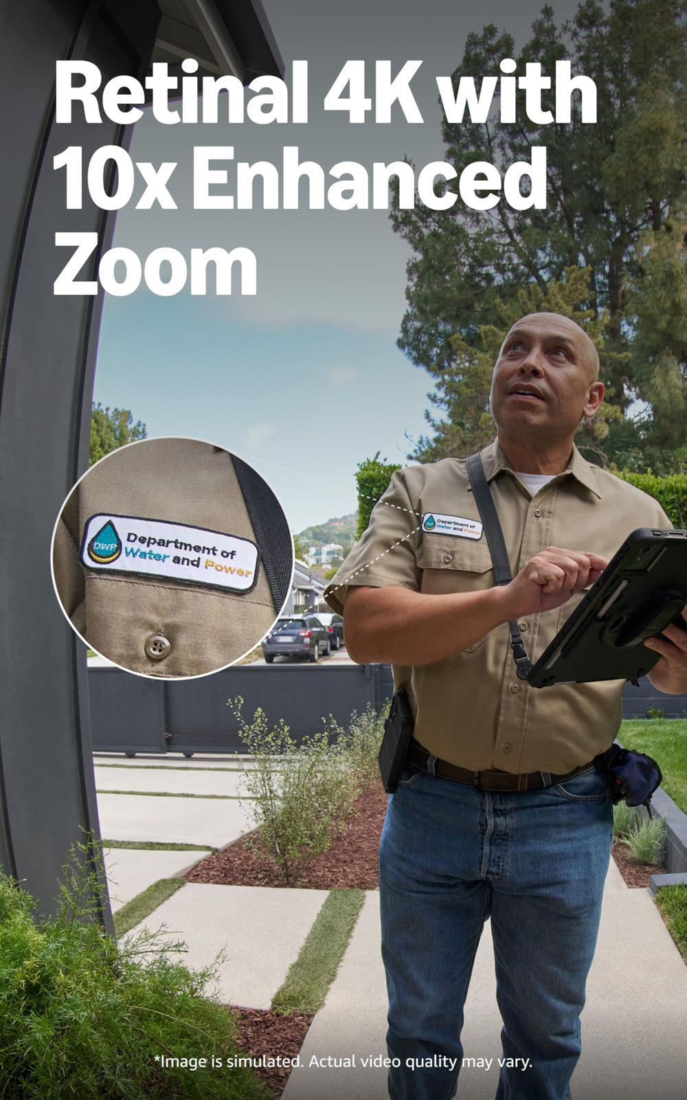 Ring Wired Doorbell Pro 10x zoom reveals distant details without approaching.