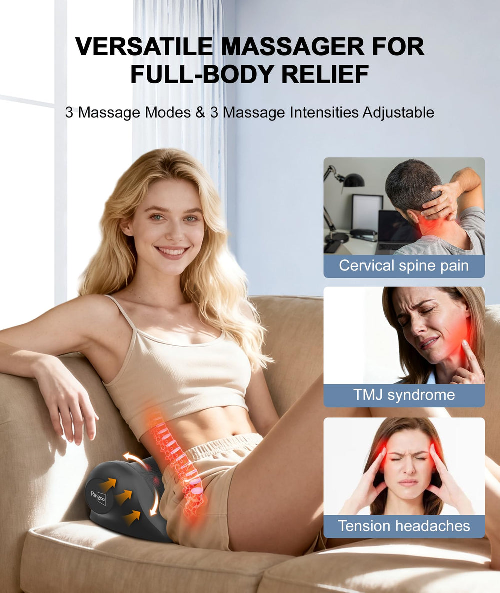 RINGCO neck massager with rechargeable battery for on-the-go use