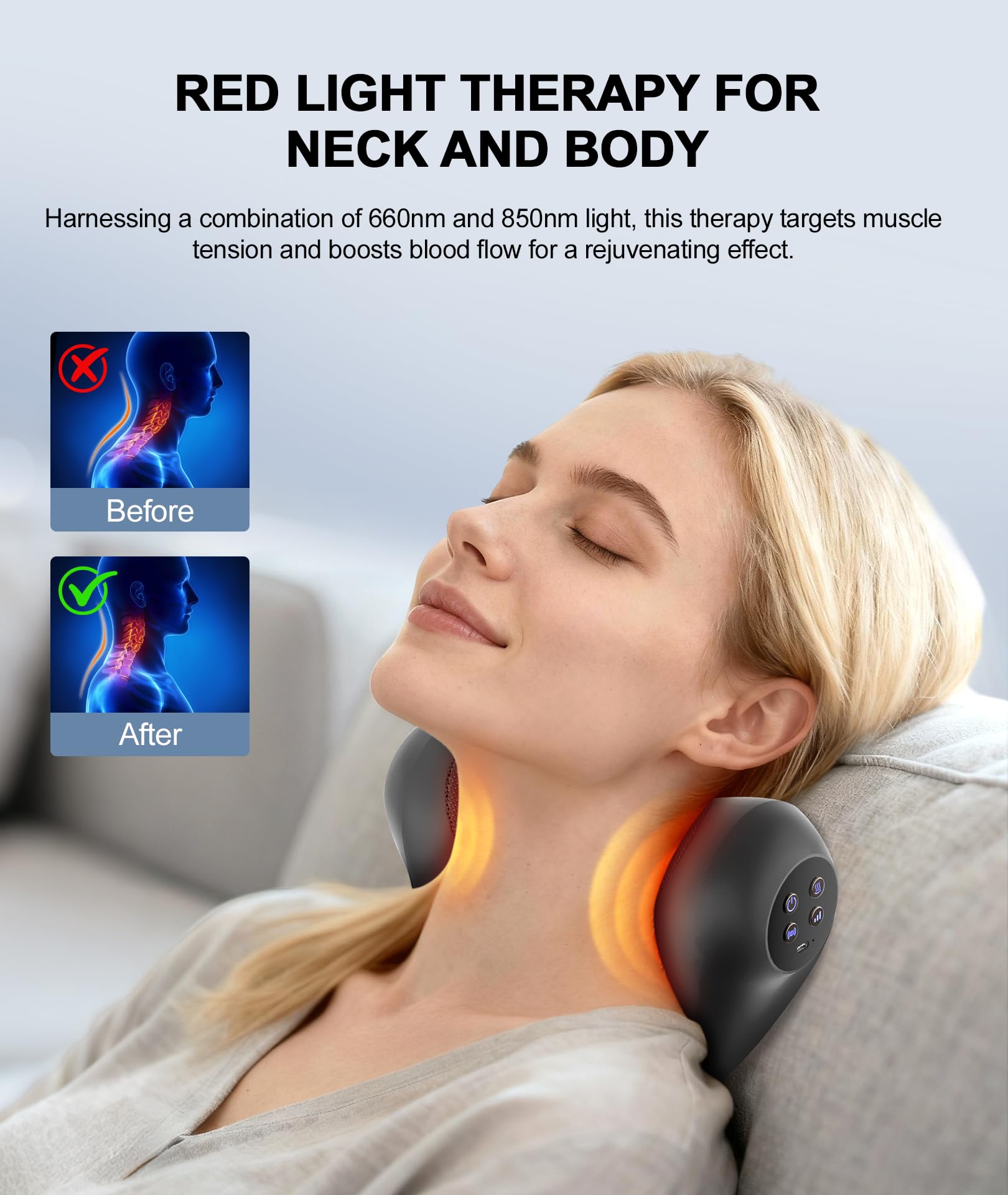 RINGCO neck massager with three vibration modes and adjustable intensity