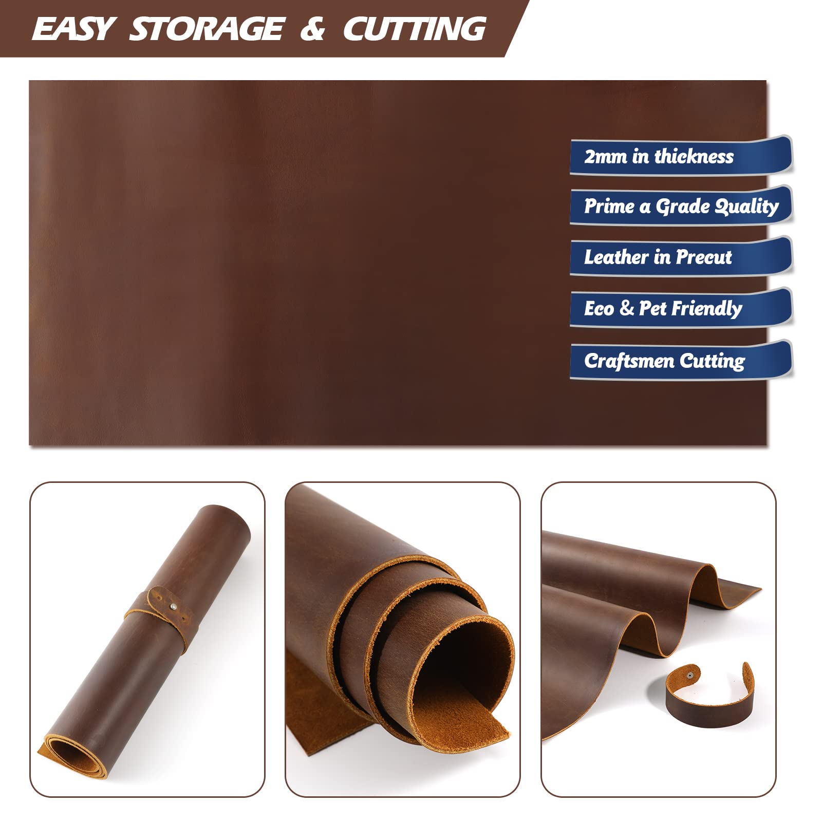 Ringsun 2mm thick leather surface feels soft and workable for crafts.
