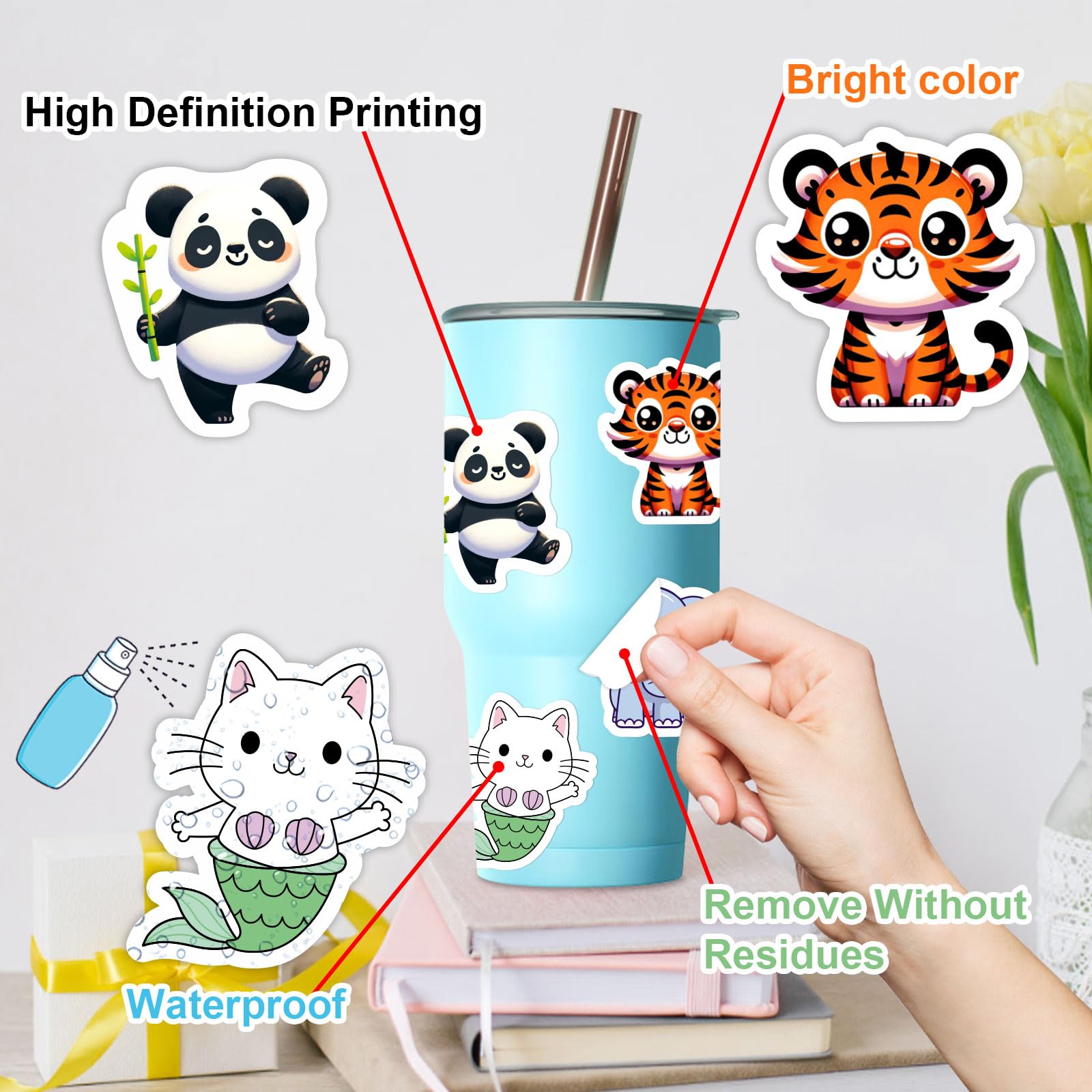 RINOLY animal sticker pack is repositionable for easy decorating.