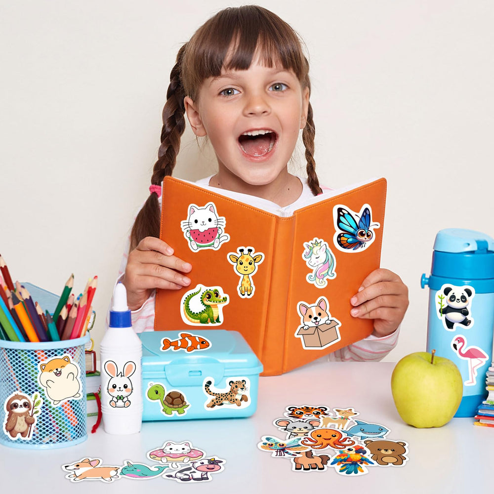 RINOLY colorful irregular animal shapes brighten skateboards and cups.
