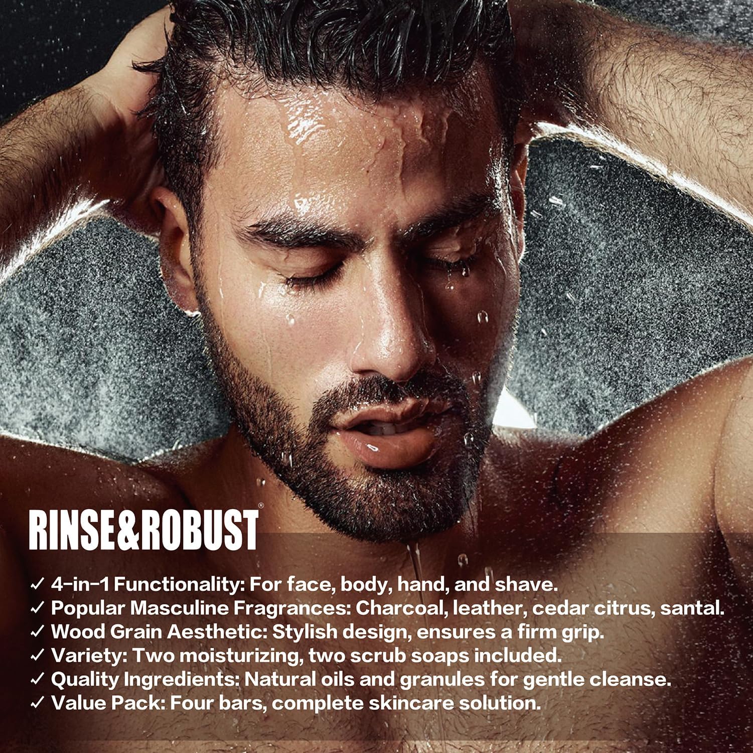 Rinse & Robust Break-dawn Cedar fragrance bar for an uplifting start.