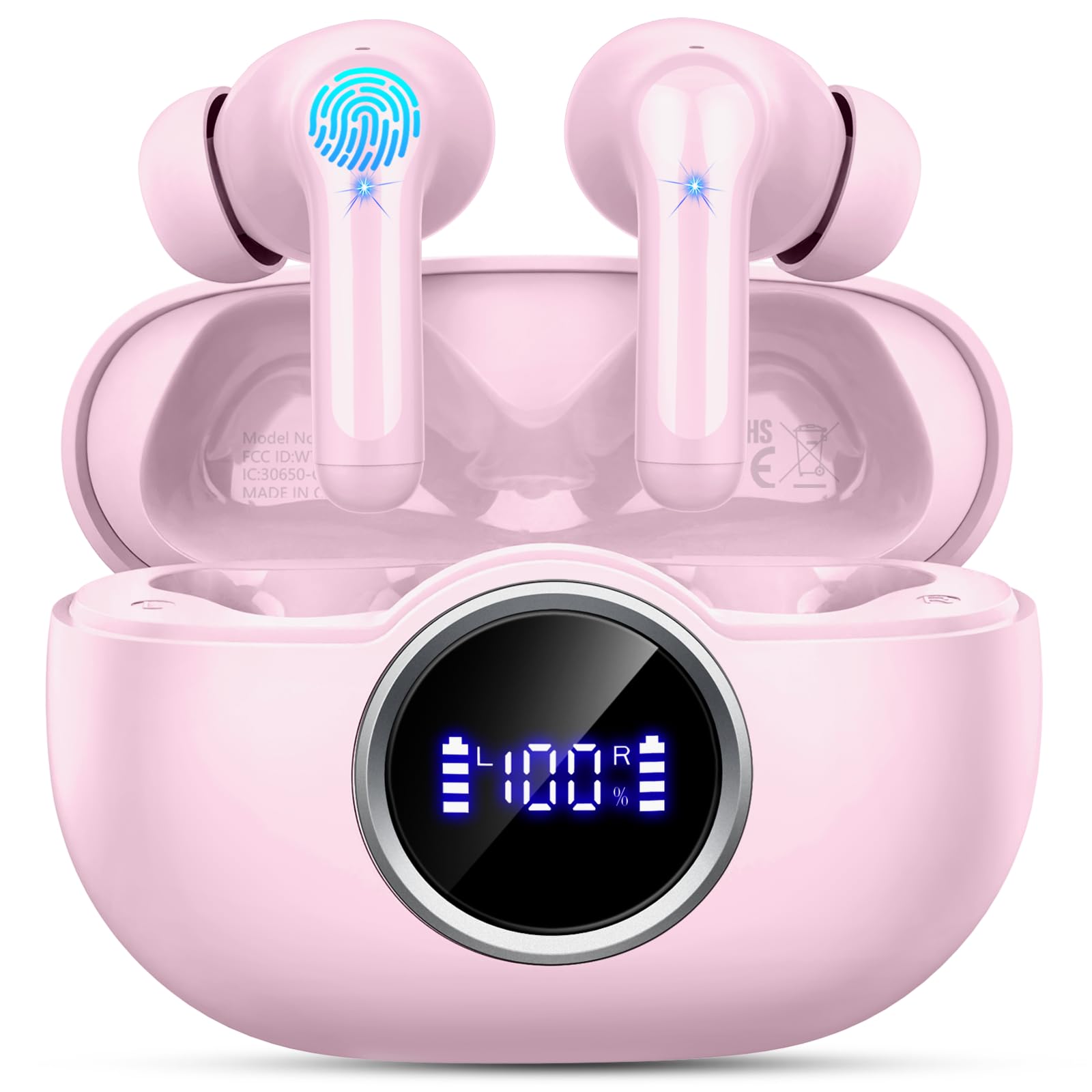 Rinsmola G21Pro earbuds in case for quick pairing and easy storage.