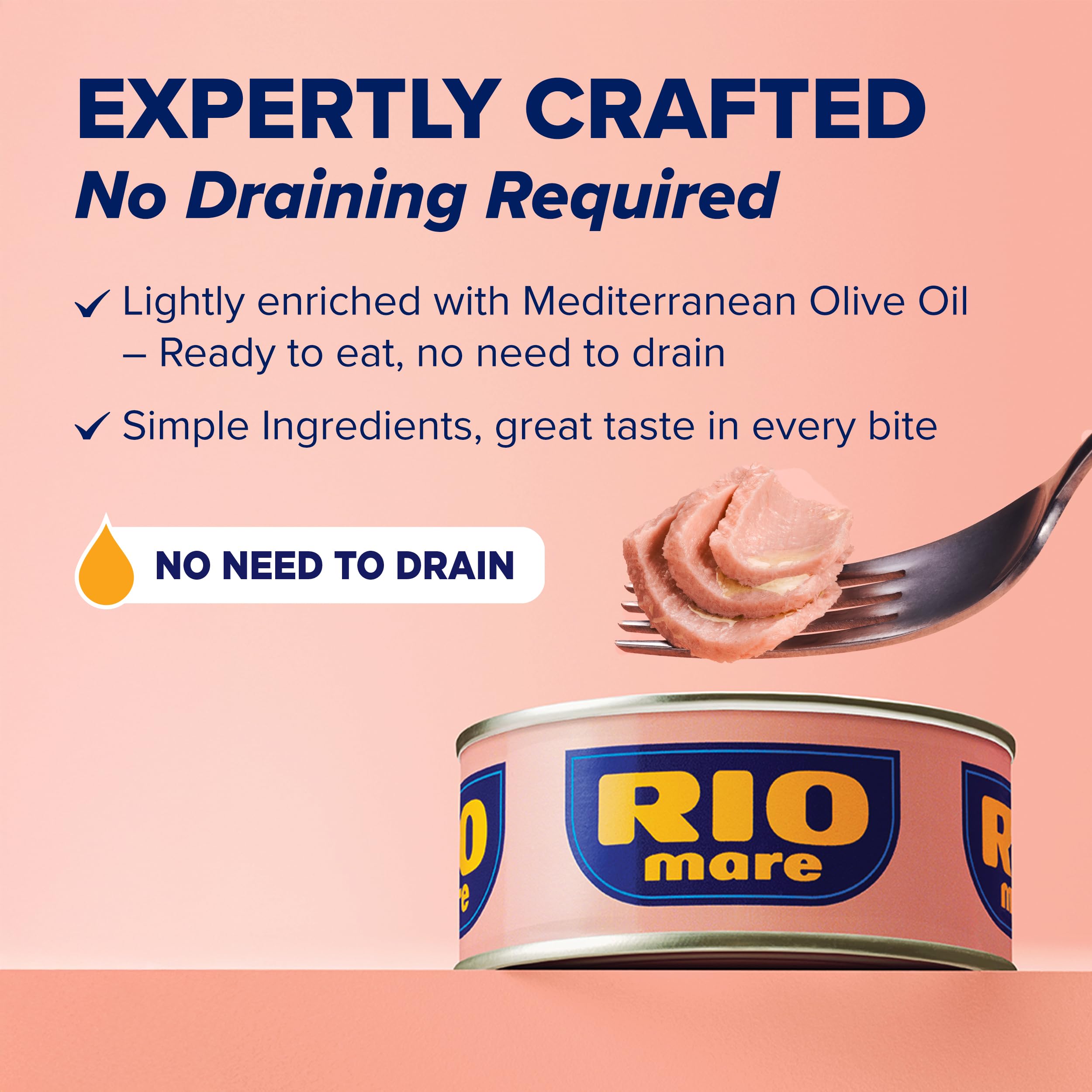 Rio Mare yellowfin texture close-up conveys refined Italian quality.