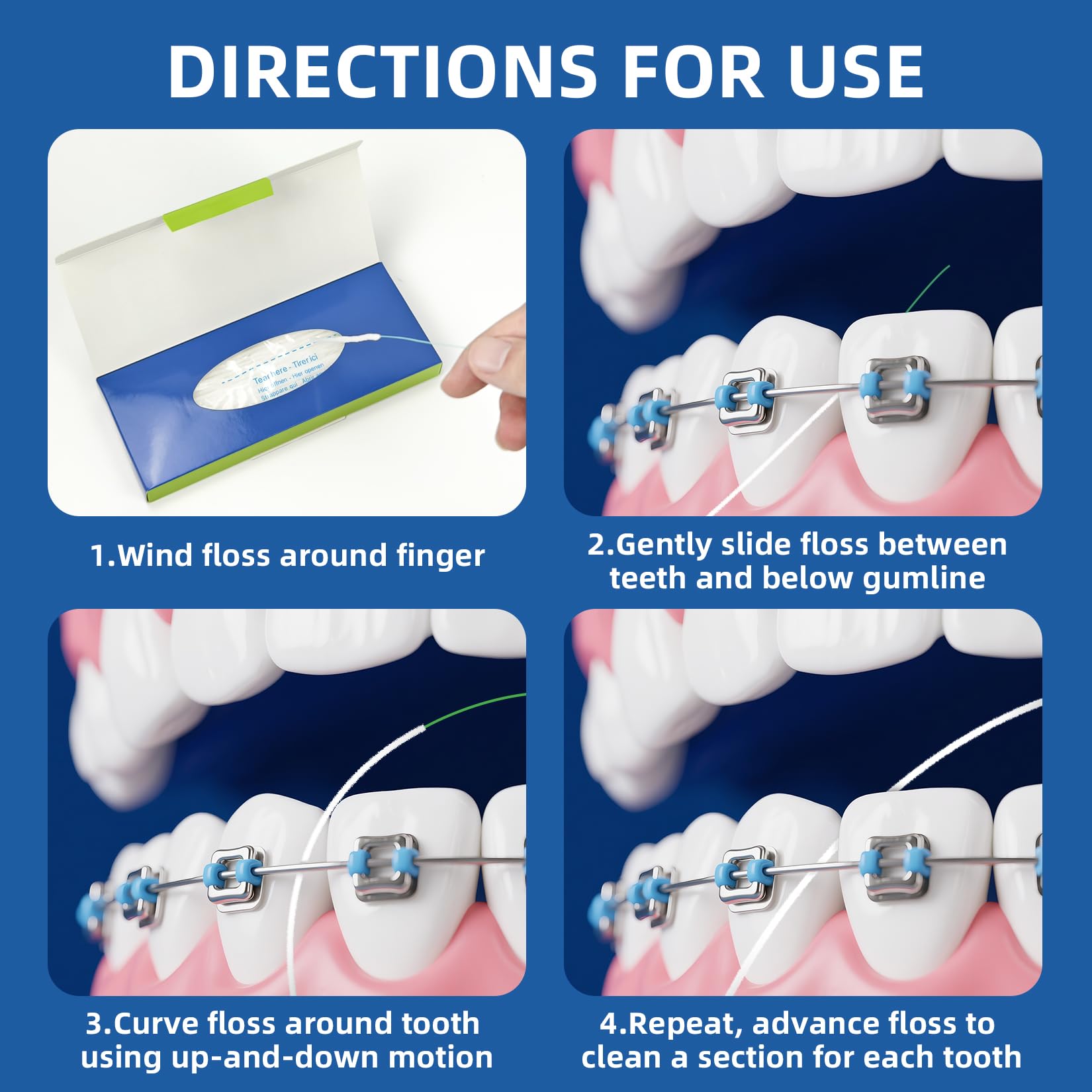 RioRand spongy expanding floss reaches wider gaps for thorough cleaning.