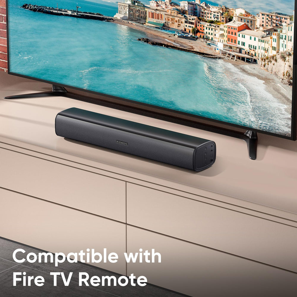 RIOWOIS Sound Bar wall mountable design saves space and avoids blocking TV edges.