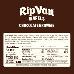 Open box view of rich cocoa layers and caramel filling in Rip Van Wafels