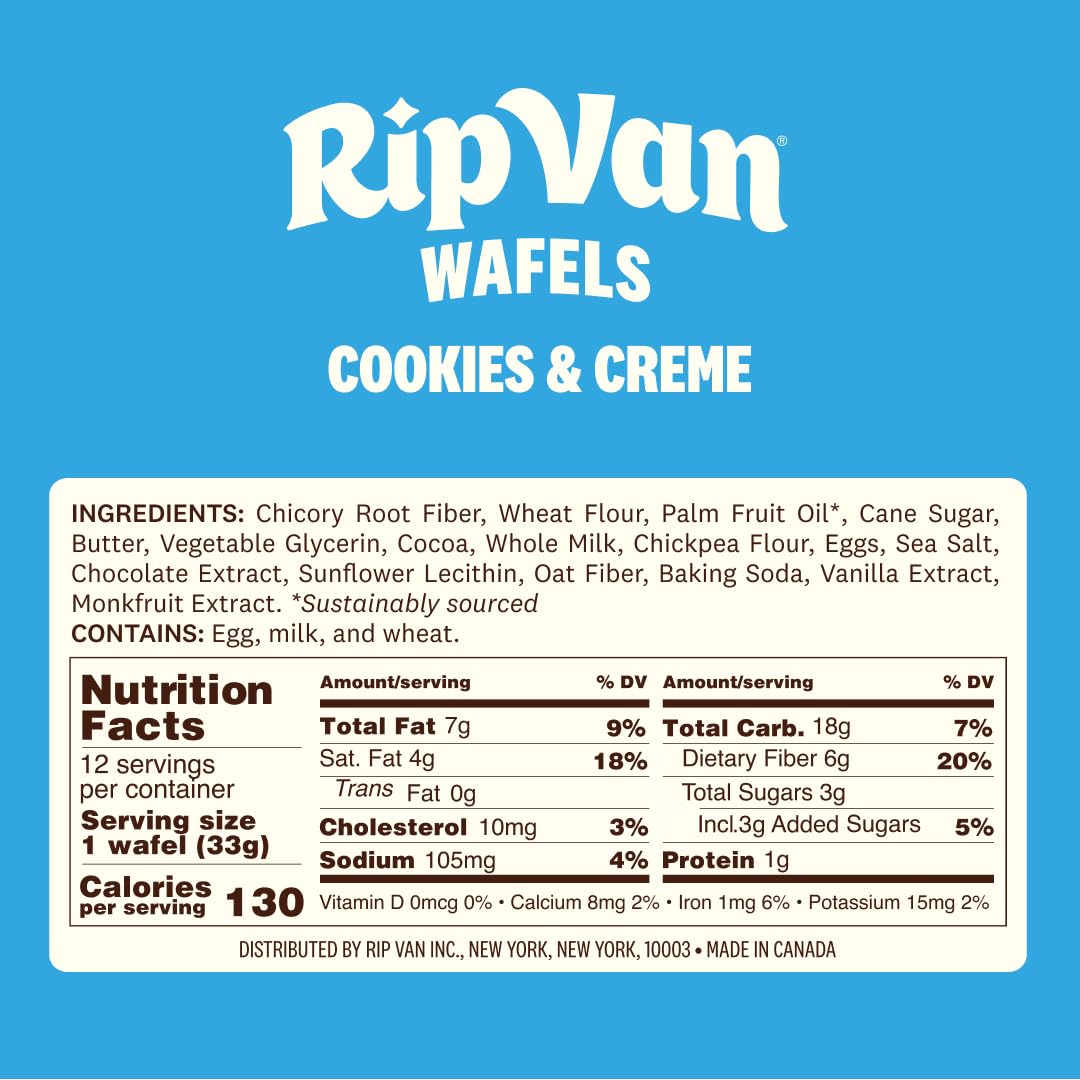 Rip Van Wafels Cookies and Cream stroopwafel cracked open with creamy filling.