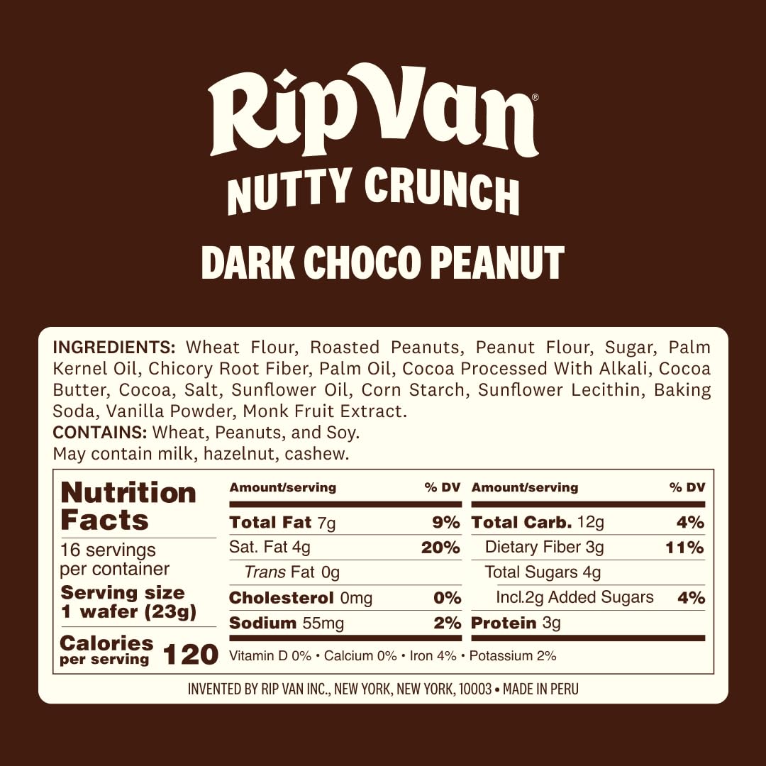Rip Van Wafels dark chocolate peanut-butter wafer close-up highlighting crisp texture