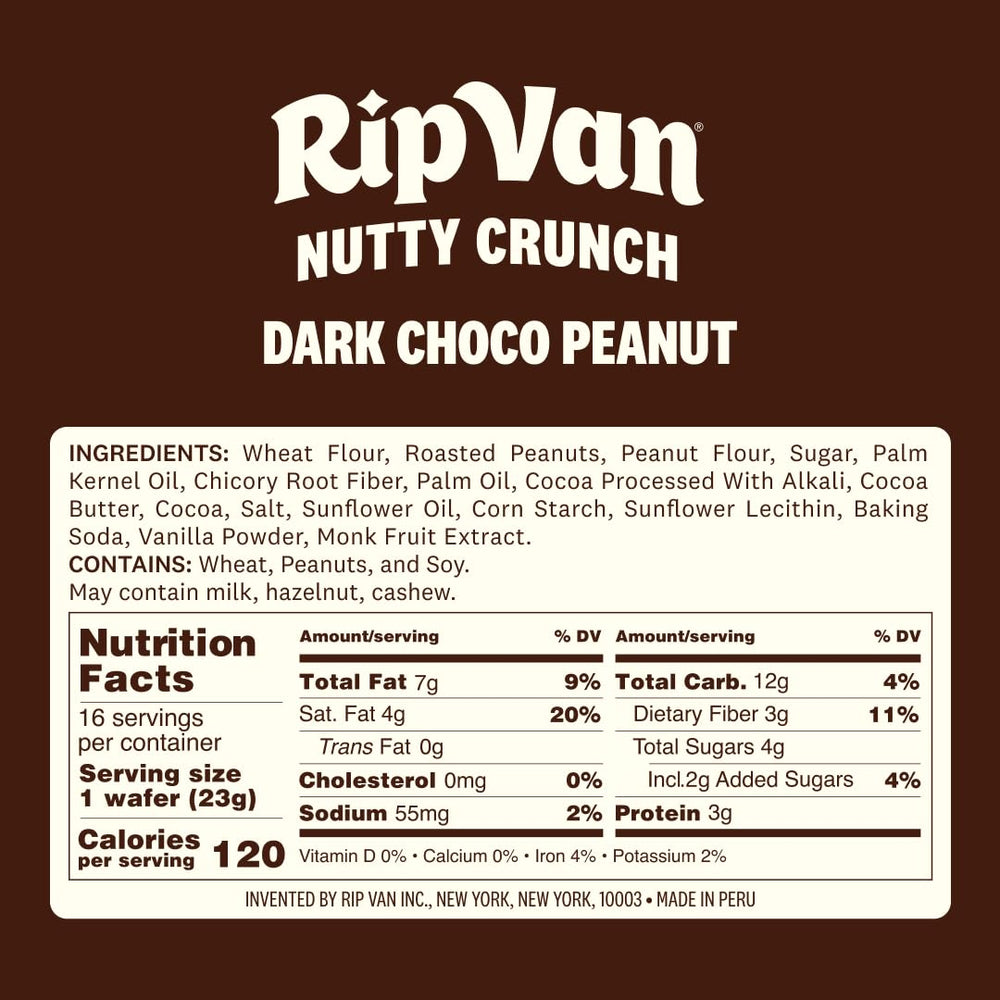 Rip Van Wafels dark chocolate peanut-butter wafer close-up highlighting crisp texture