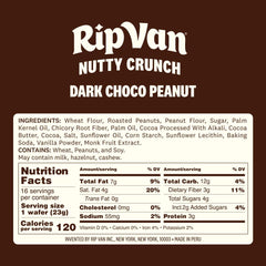 Rip Van Wafels dark chocolate peanut-butter wafer close-up highlighting crisp texture