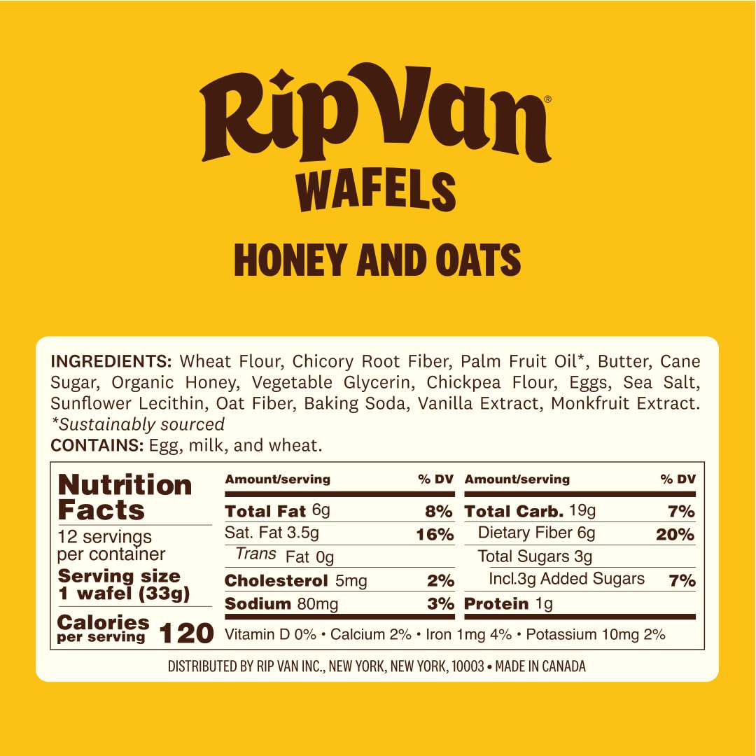 Rip Van Wafels Honey and Oats closeup highlighting natural ingredients and flavor.