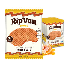Rip Van Wafels Honey and Oats Stroopwafel pack with delicious texture, a great office snack.