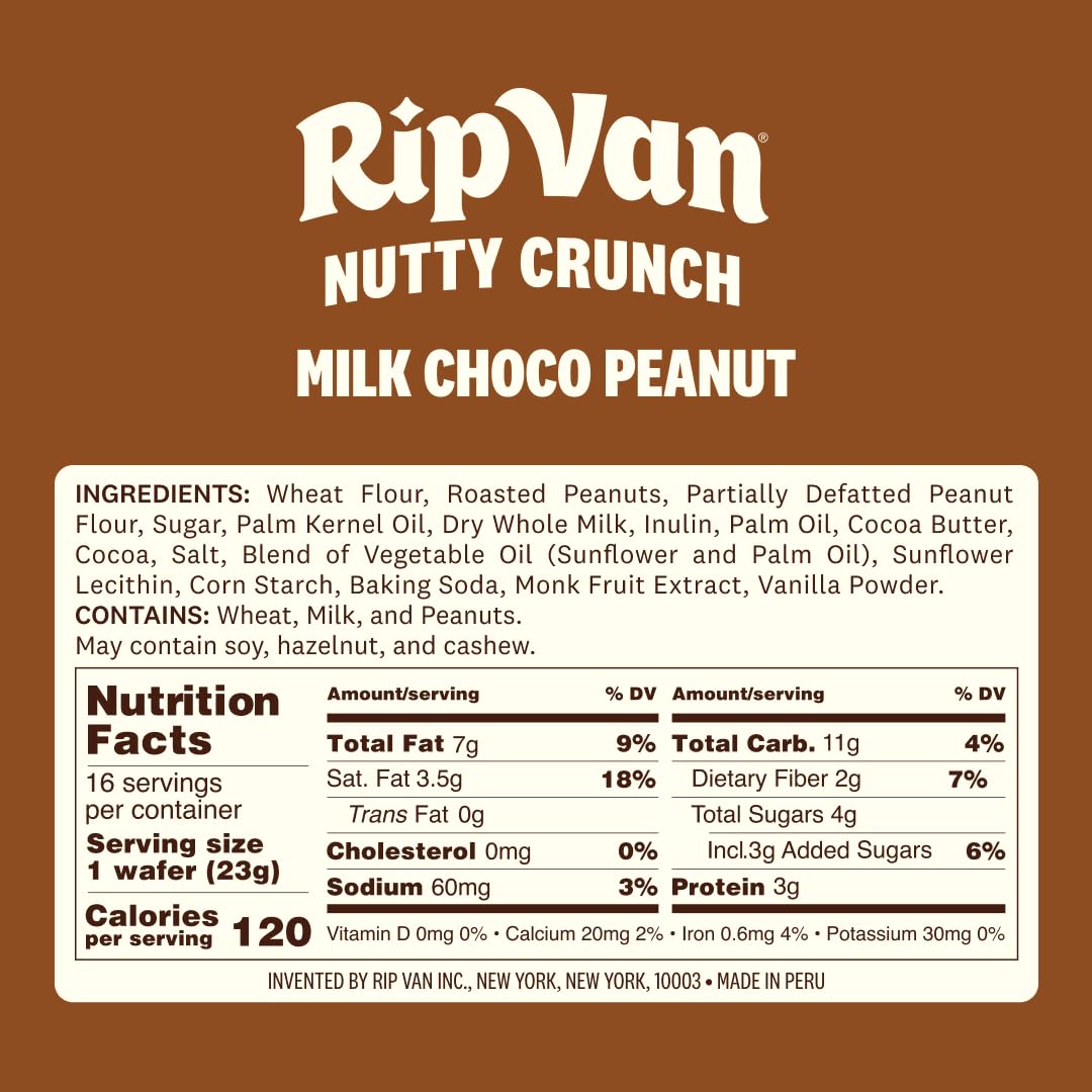 Rip Van Wafels Nutty Crunch 16-count box ideal for workouts and travel.