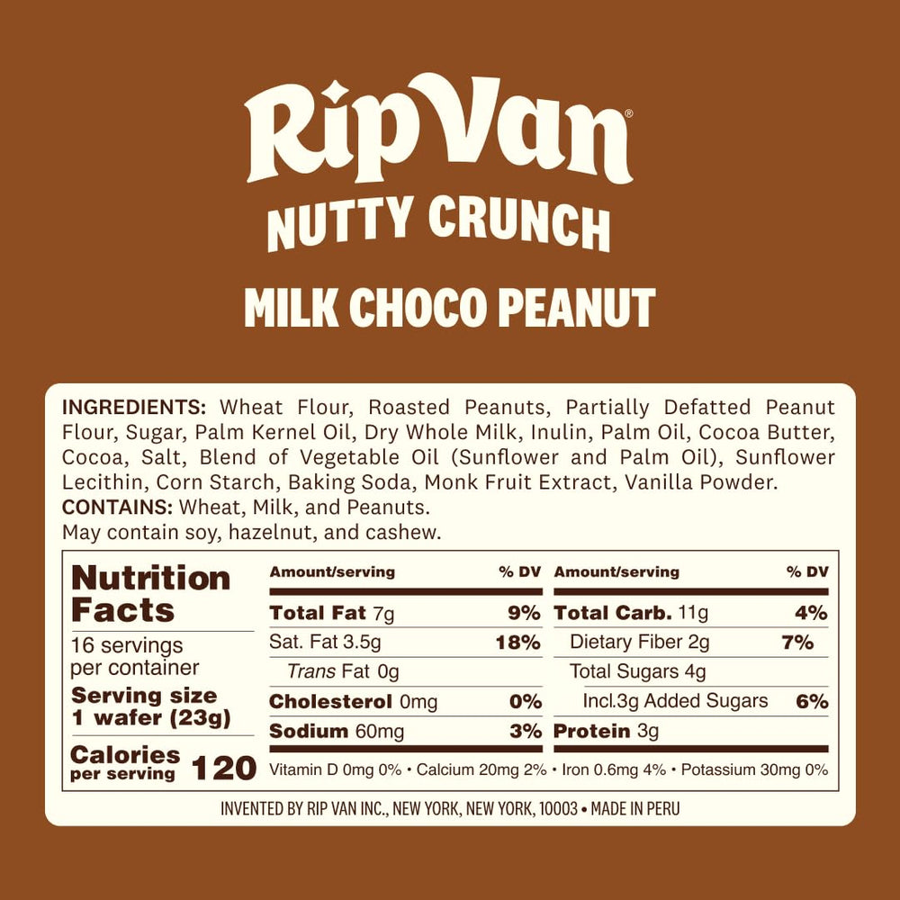 Rip Van Wafels Nutty Crunch 16-count box ideal for workouts and travel.