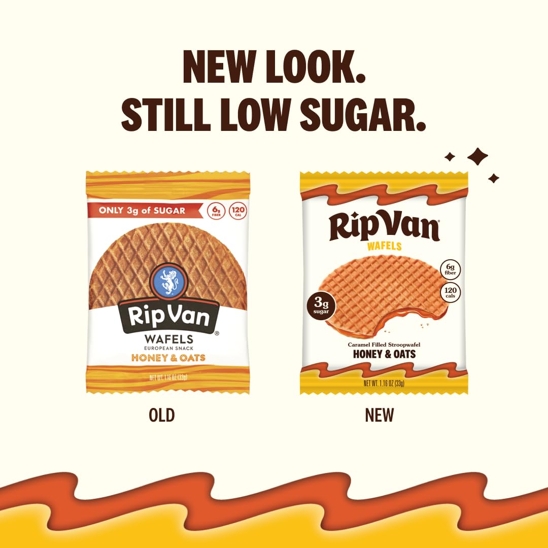 Rip Van Wafels office snack packaging ready for lunch boxes.