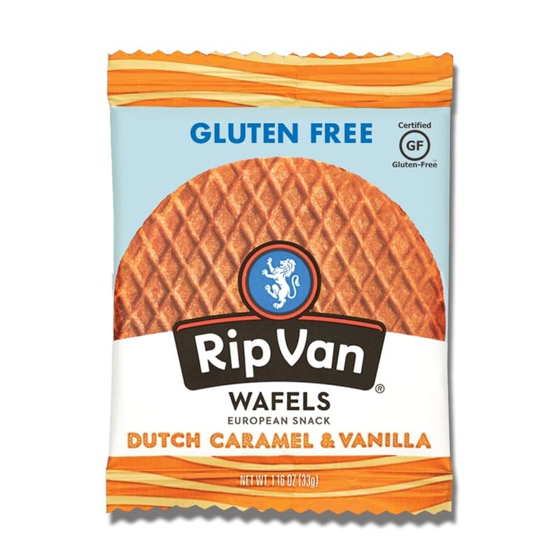 Cross-section of a Rip Van Wafels stroopwafel showing caramel filling.