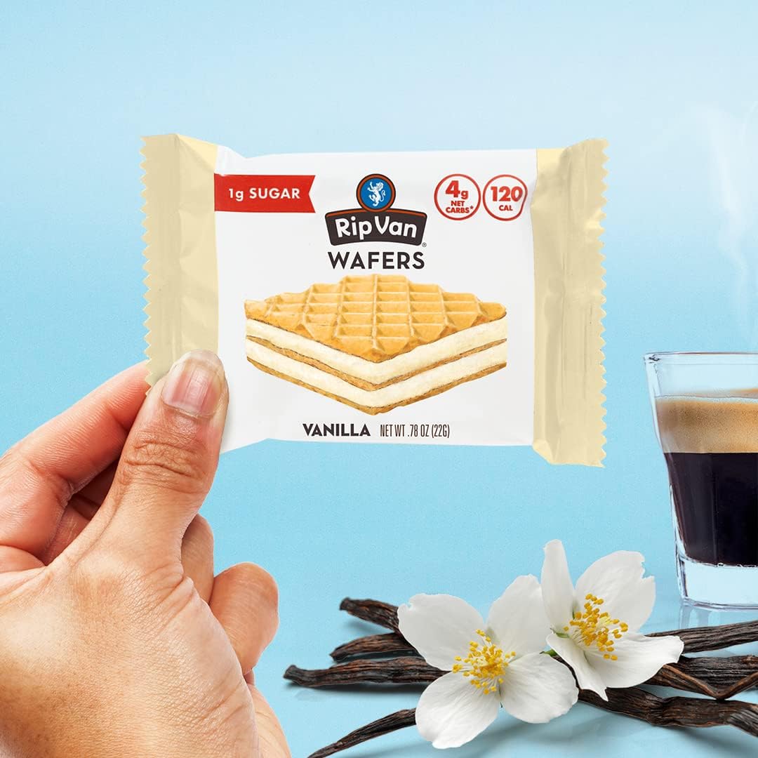 Rip Van Wafels 16-count packaging offers convenient sharing.