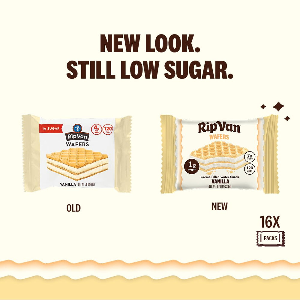 Rip Van Wafels vanilla keto wafer close-up highlights real vanilla flavor.