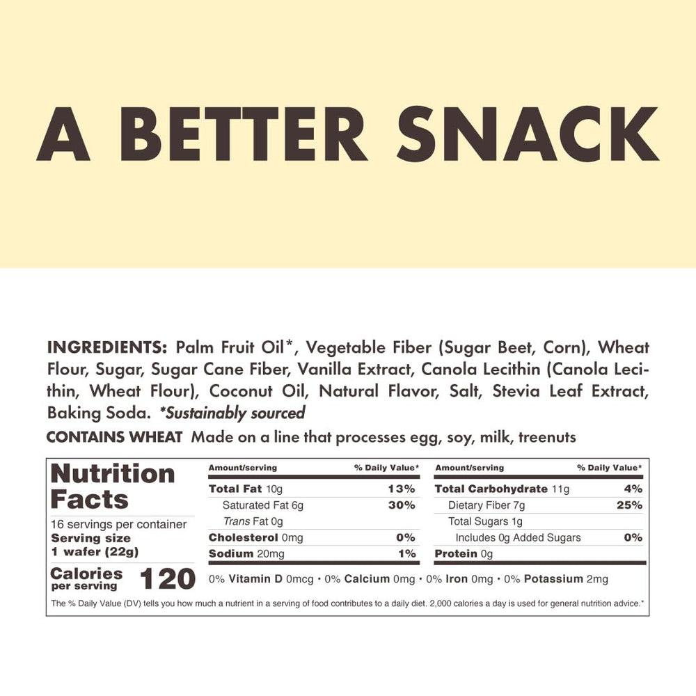 Rip Van Wafels vanilla keto wafer unwrapped, ready for quick office snacking.