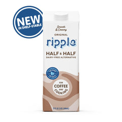 Ripple 8g protein per serving nutrition label highlights calcium and iron.