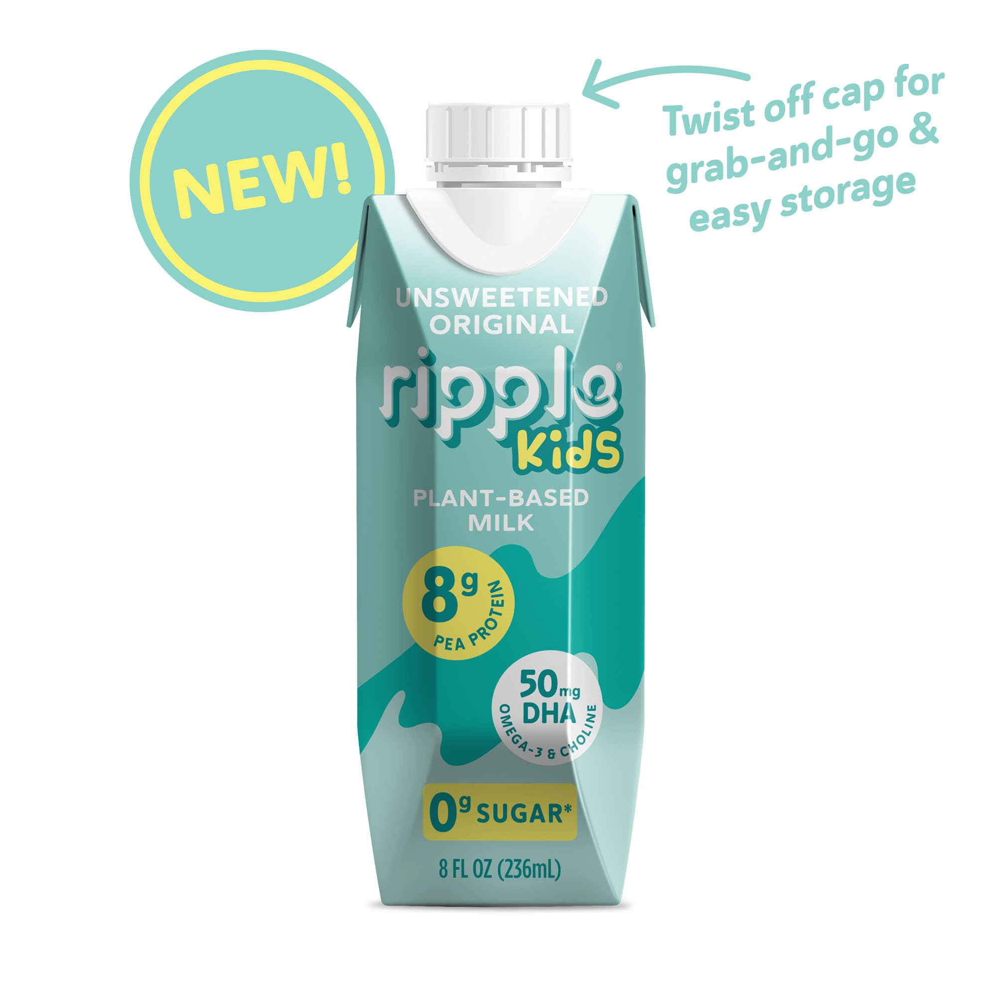 Ripple Kids Unsweetened Milk DHA omega-3 support for growing minds