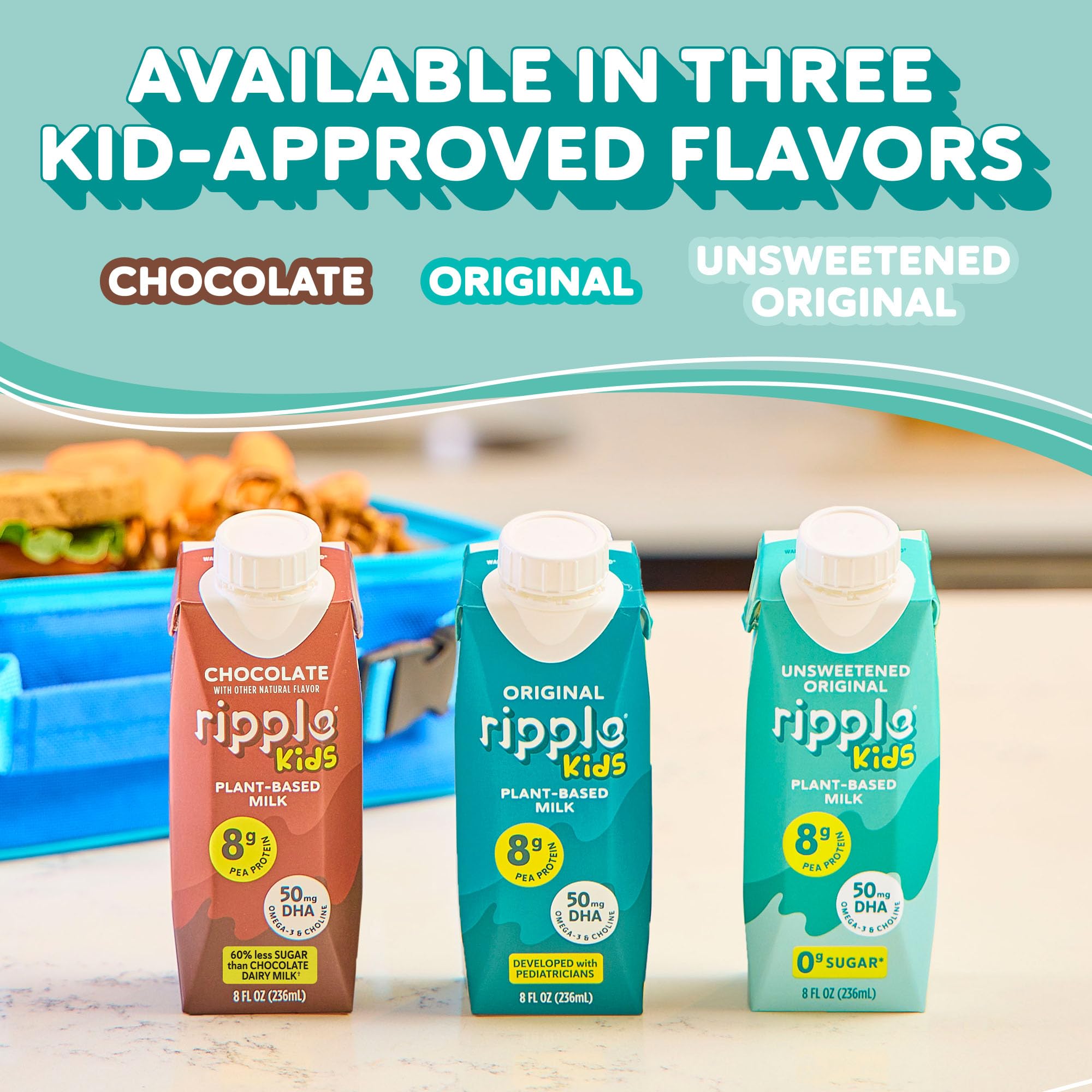 Ripple Kids Unsweetened Milk pediatrician-approved label for trusted nutrition