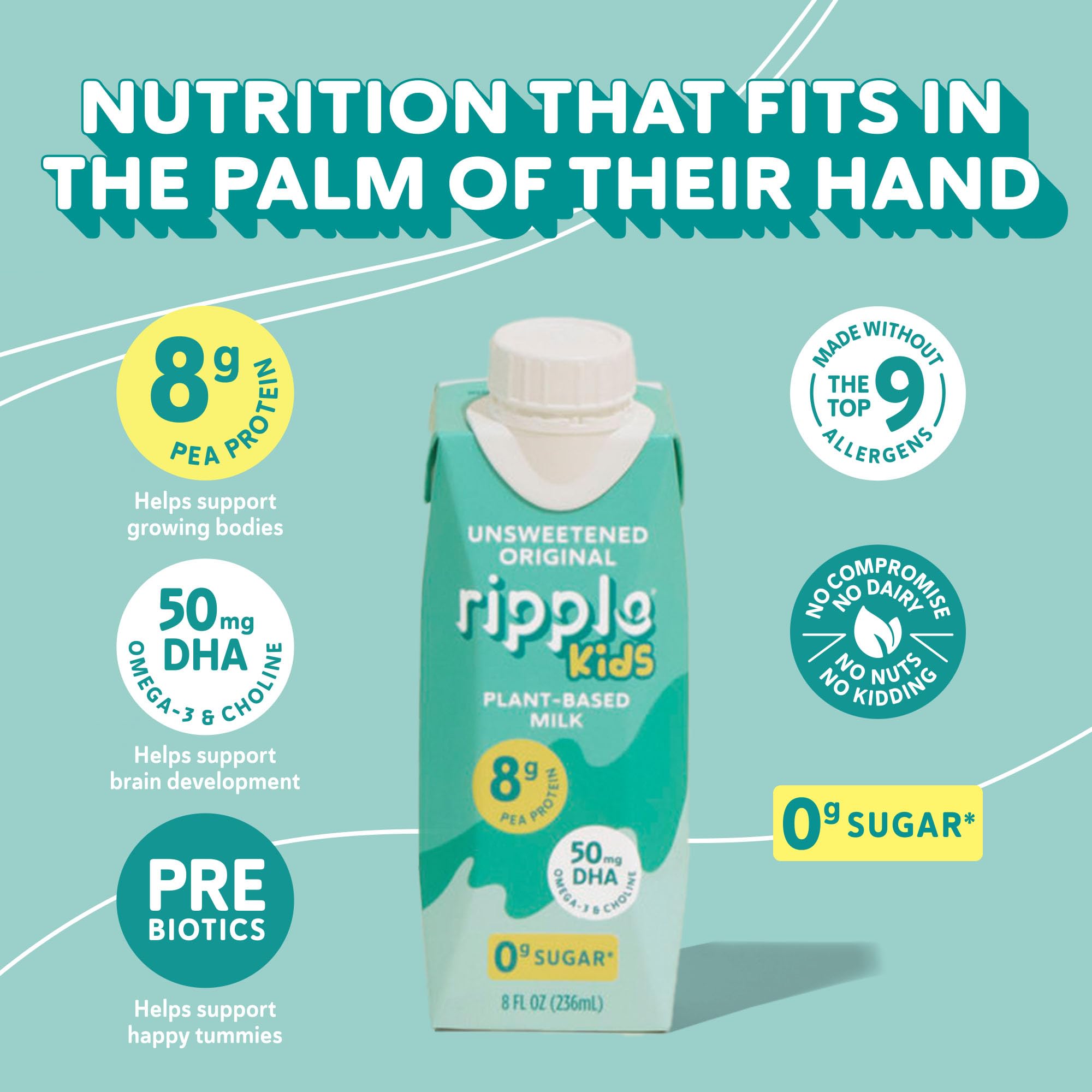 Ripple Kids Unsweetened Milk shelf-stable packaging ideal for travel