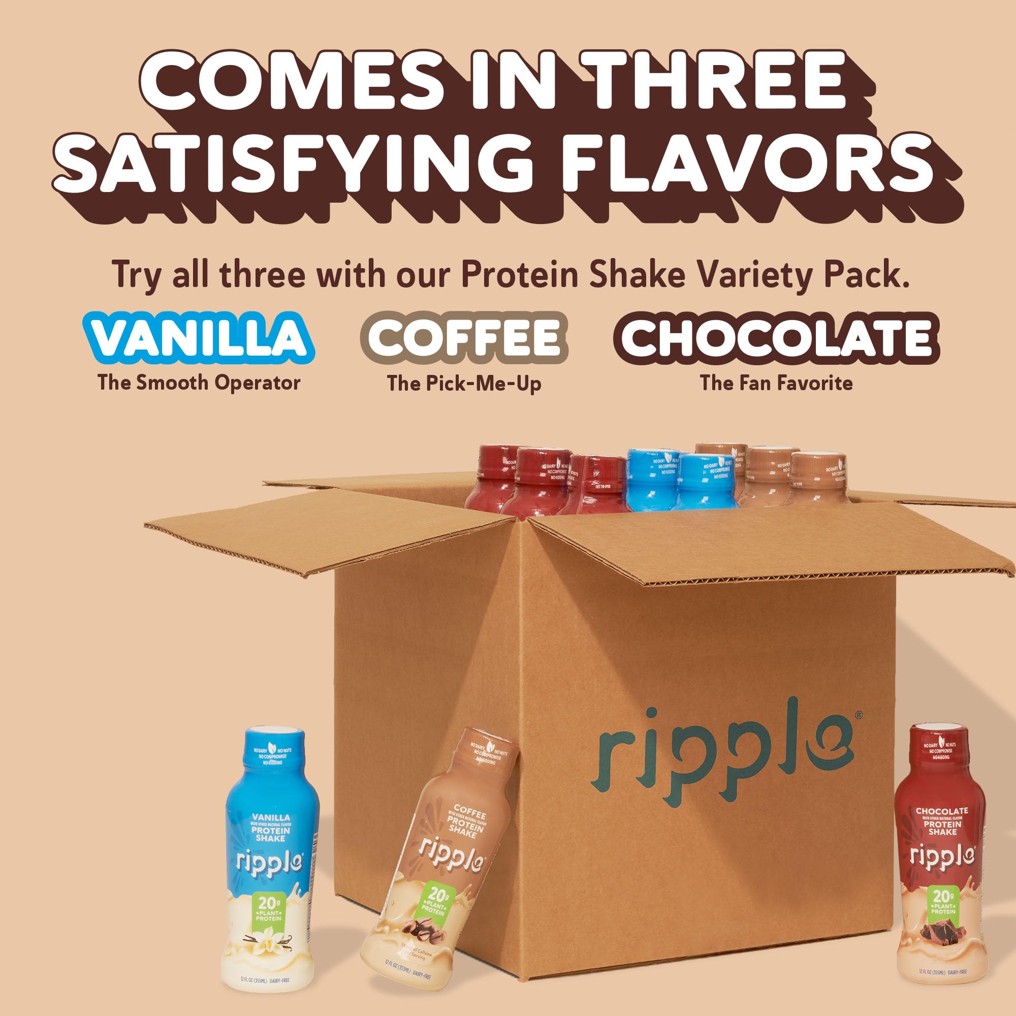 Ripple vegan protein shake chocolate ambient kitchen illustrating everyday healthy protein option