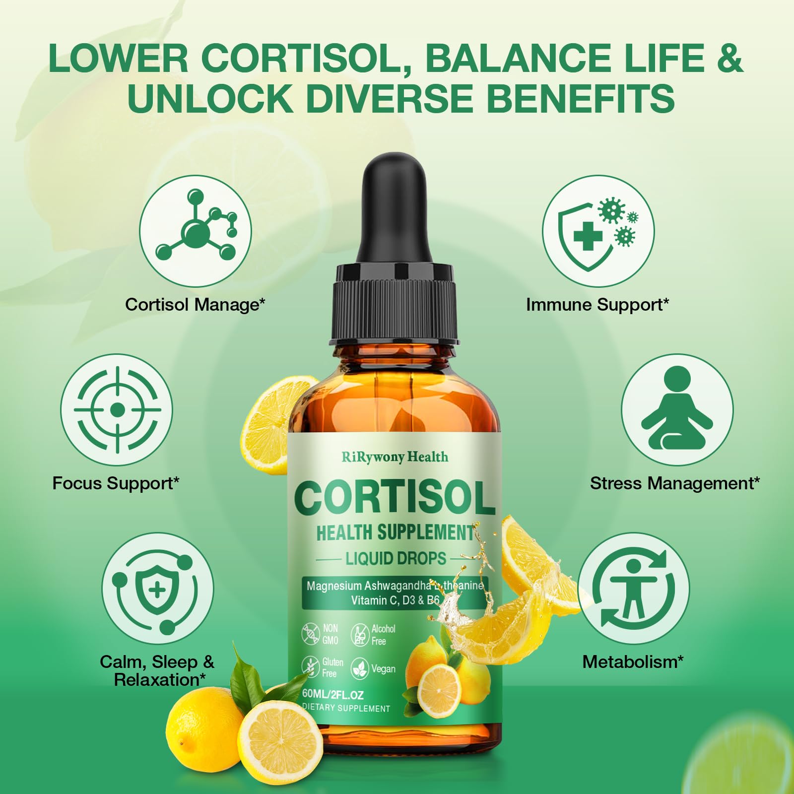 RiRywony Health liquid drops with a dropper for fast absorption.