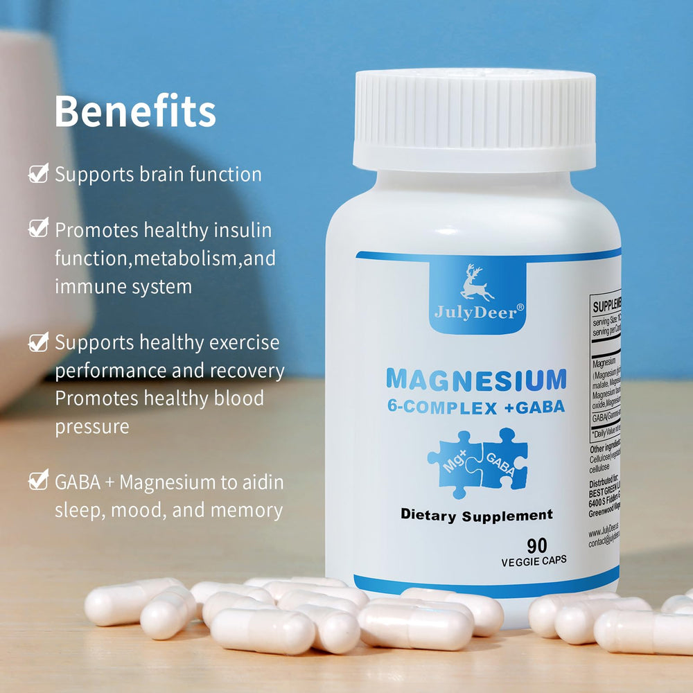 Risabou JulyDeer magnesium capsules close-up shows easy intake for muscle support.