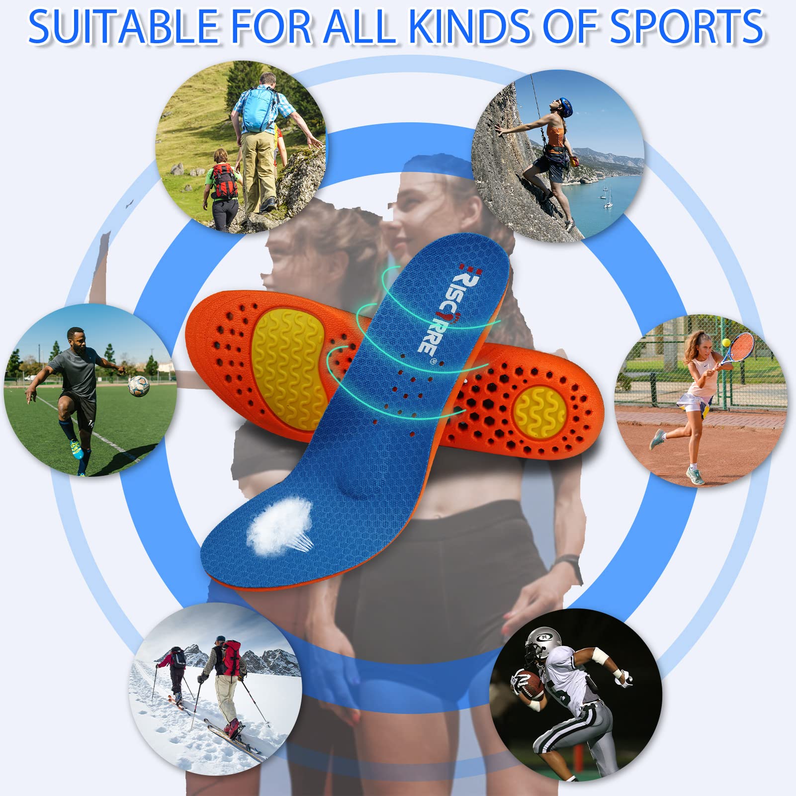 Risctrre insoles durable and washable material preserving shape