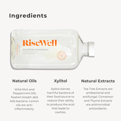 RiseWell Balance mouthwash delivers fresh breath with mint without alcohol