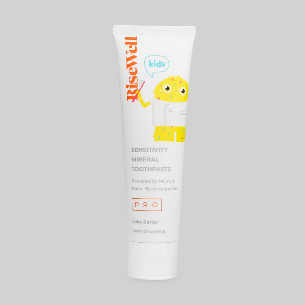 RiseWell PRO Kids toothpaste nano micro hydroxyapatite close-up highlighting enamel care