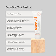 RiseWell Wild Mint toothpaste close-up, fluoride-free and SLS-free formula