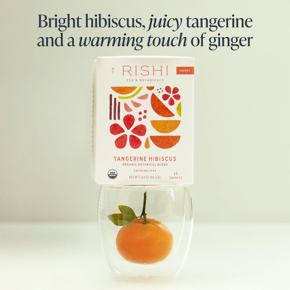 Rishi biodegradable sachet material reducing waste while preserving taste.
