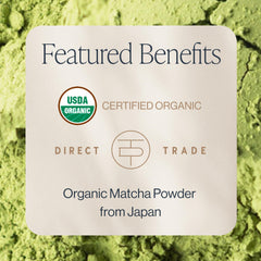 Rishi Tea Everyday Matcha tin back shows organic Japanese sourcing