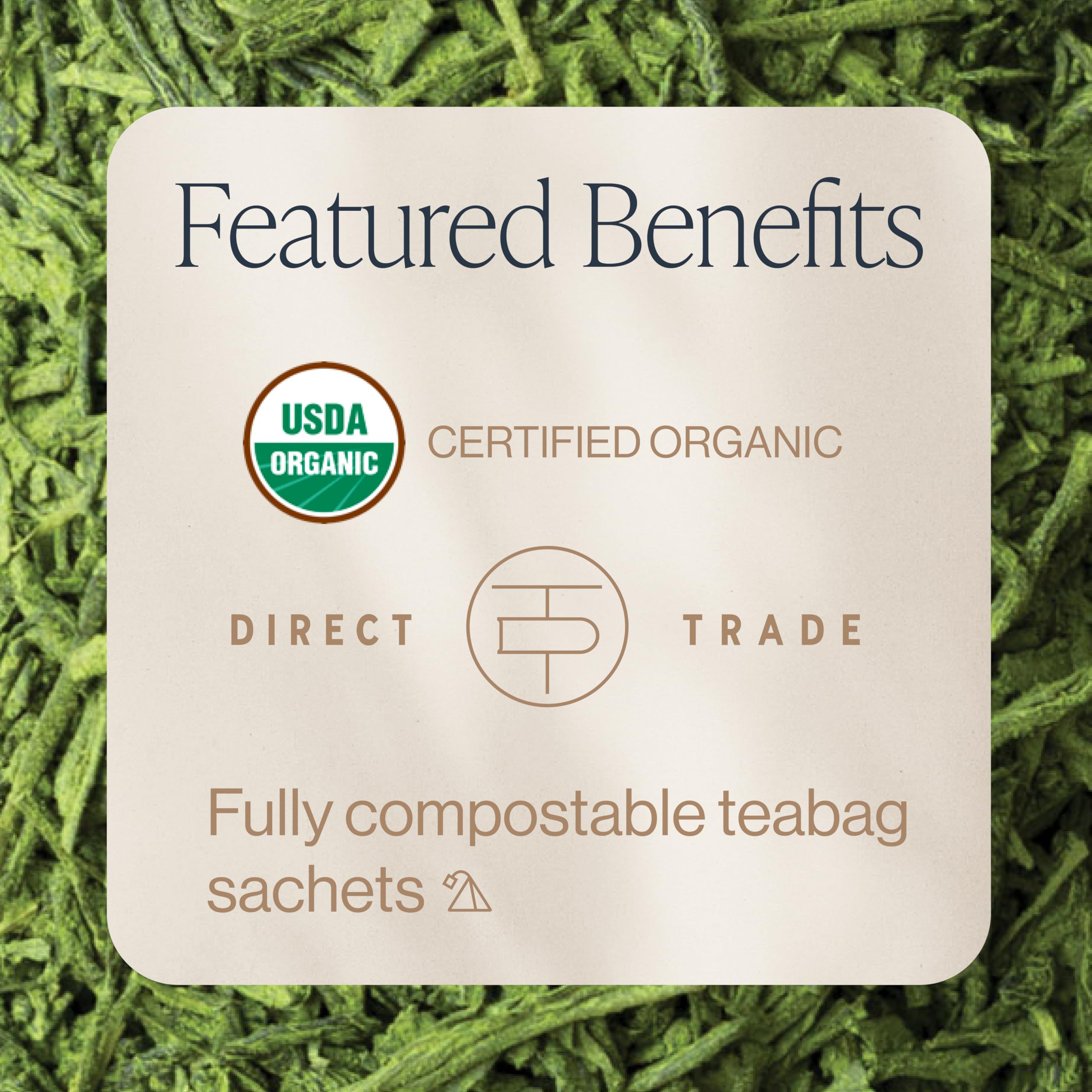 Rishi Tea organic and non-GMO label on the packaging.