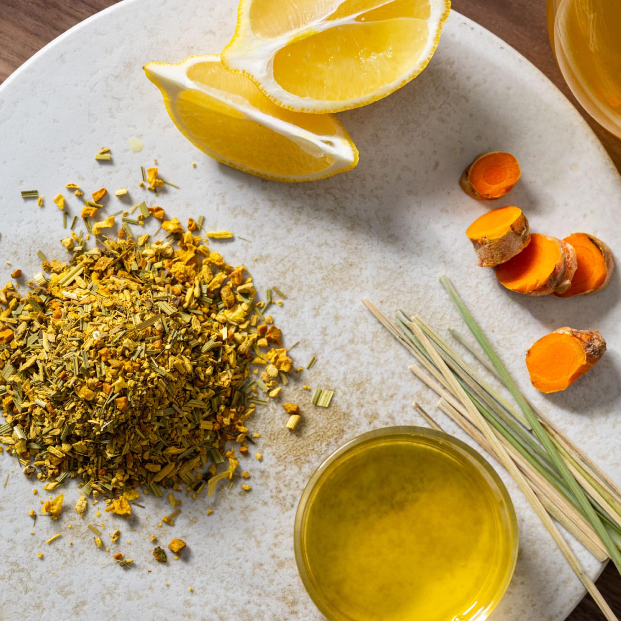 Rishi Tea Turmeric Ginger ingredients include turmeric and ginger for rich flavor.