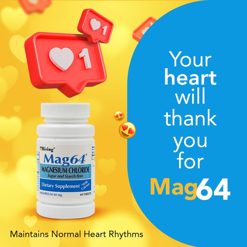 Rising Mag64 packaging on countertop communicates a simple, trusted daily mineral option.