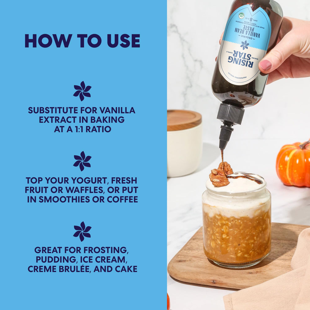 Rising Star Vanilla Paste organic label signals additive-free vegan quality