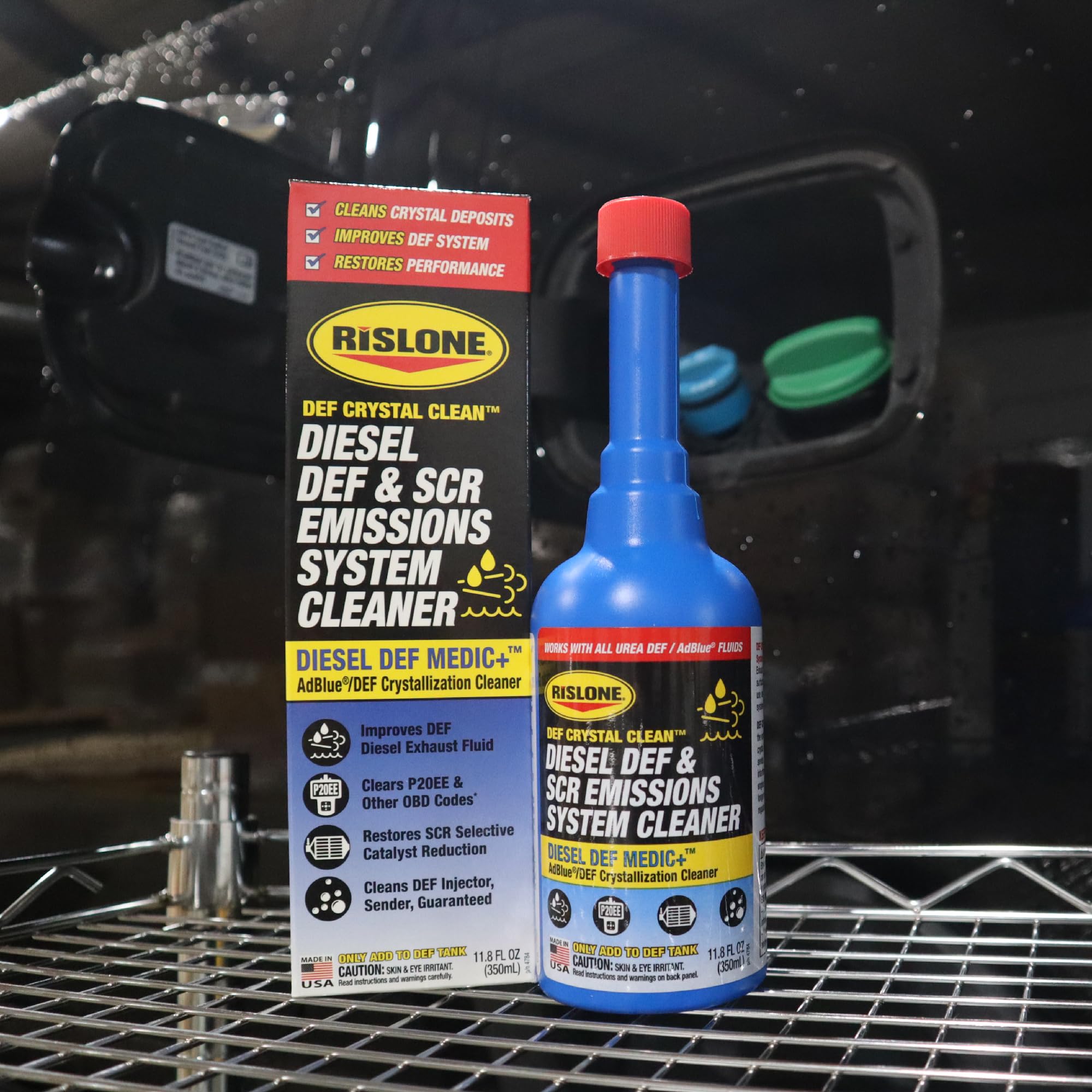 Packaging of Rislone DEF Crystal Clean for maintenance use