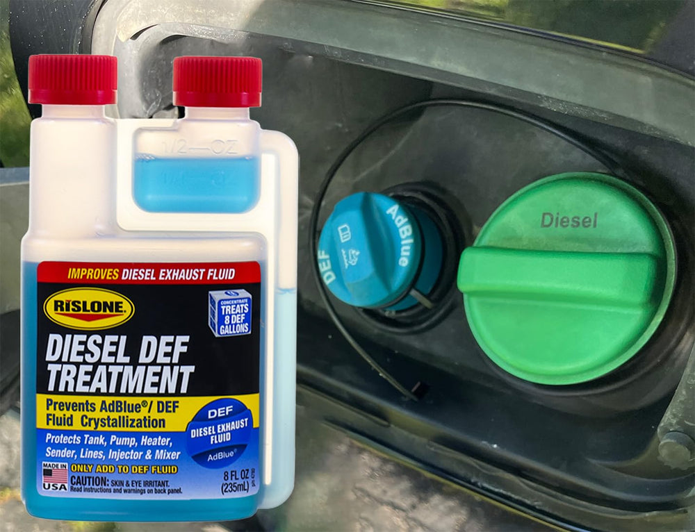 RISLONE DEF Treatment dosage chart highlights correct amounts for each vehicle class