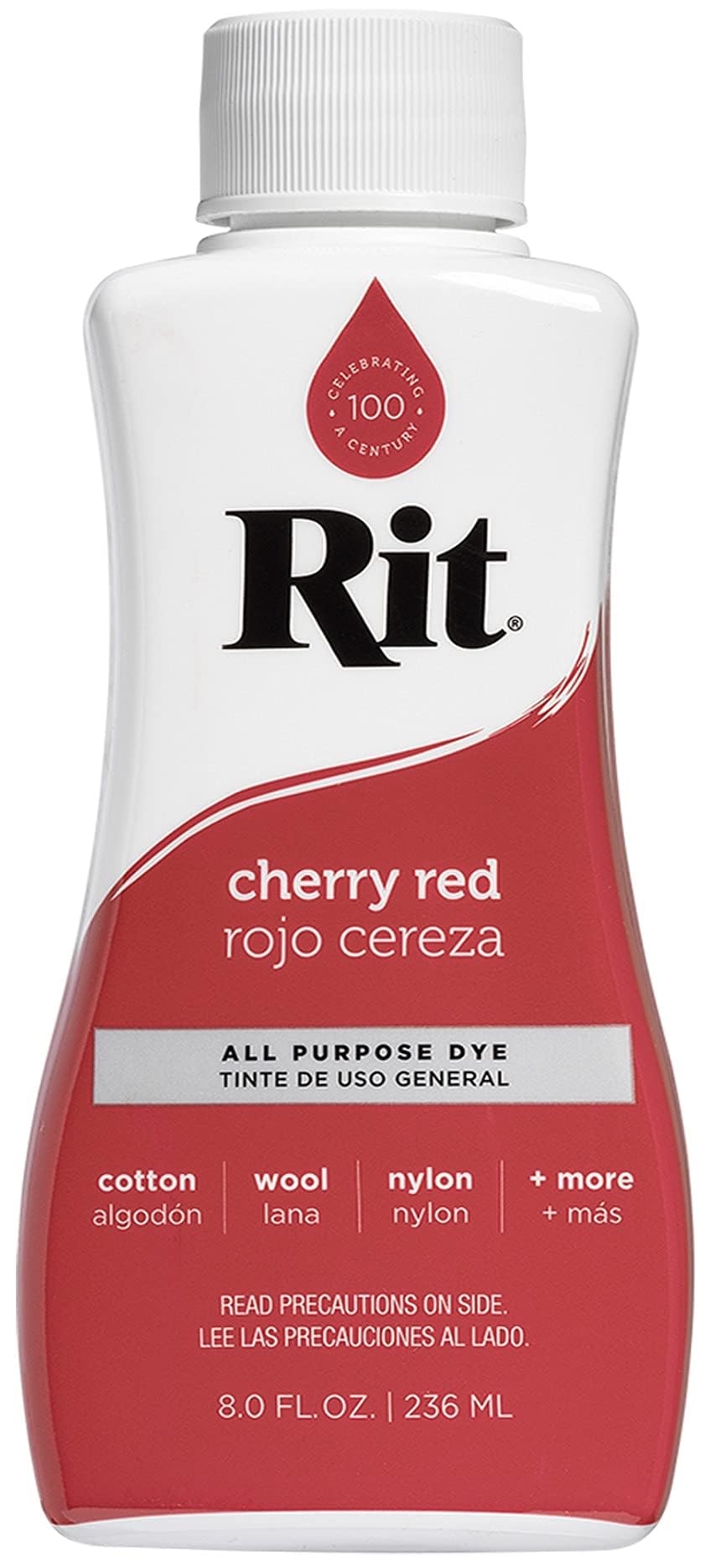 Rit Cherry Red All Purpose Liquid Dye for vibrant fabric, wood, and plastic projects.